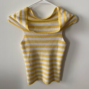Cafe Brand Striped Yellow and White Sleeveless Top